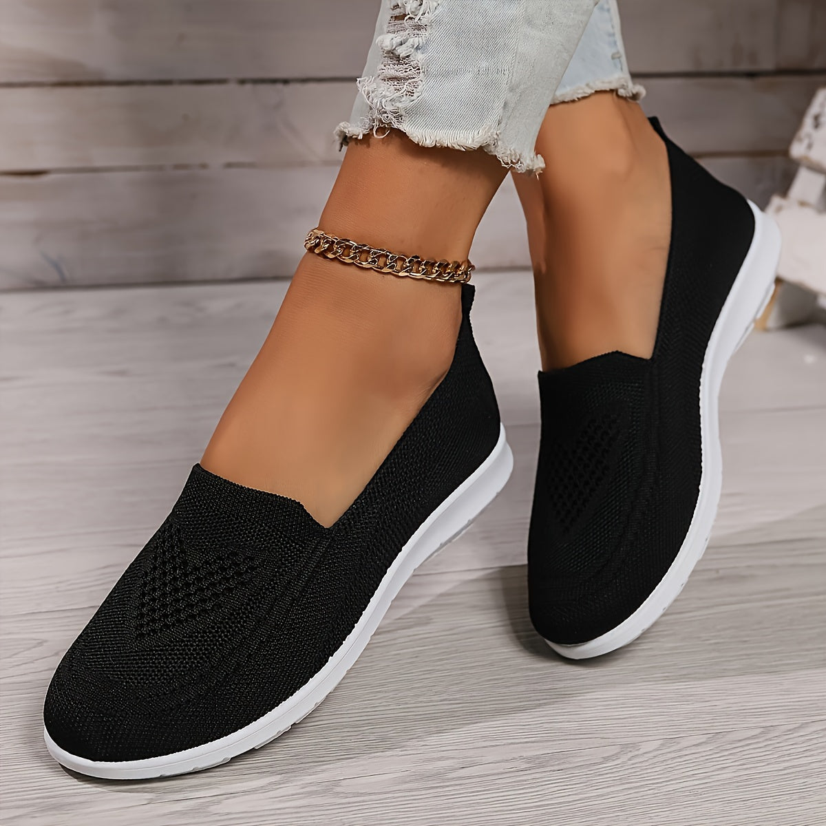 Breathable Knit Slip-On Walking Shoes Women's Trainers