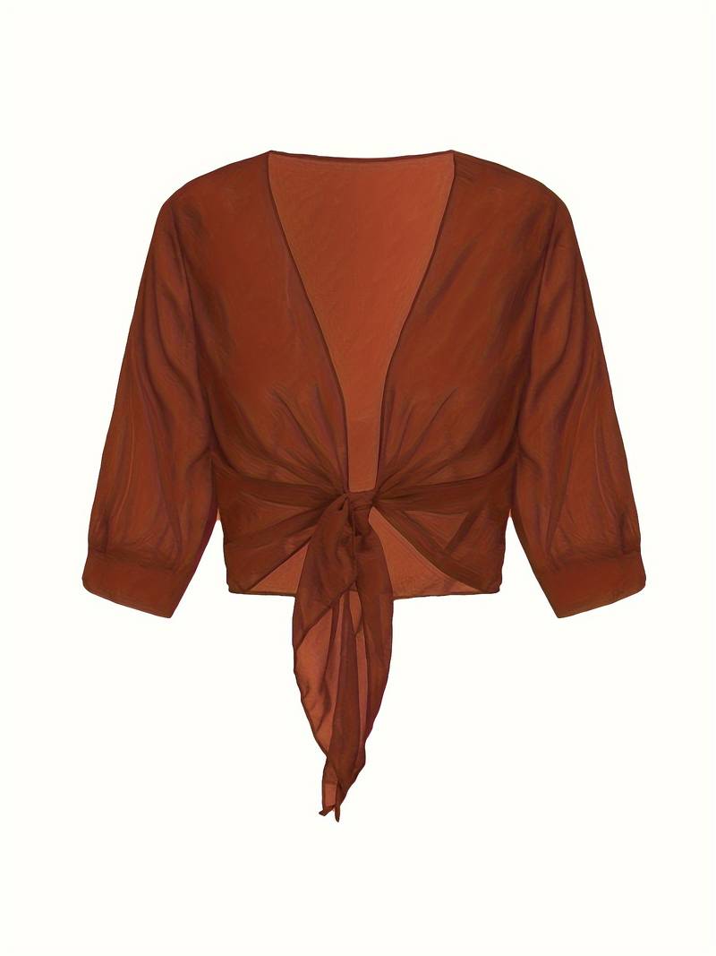 Lightweight Tie-Front Open Blouse