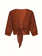 Lightweight Tie-Front Open Blouse