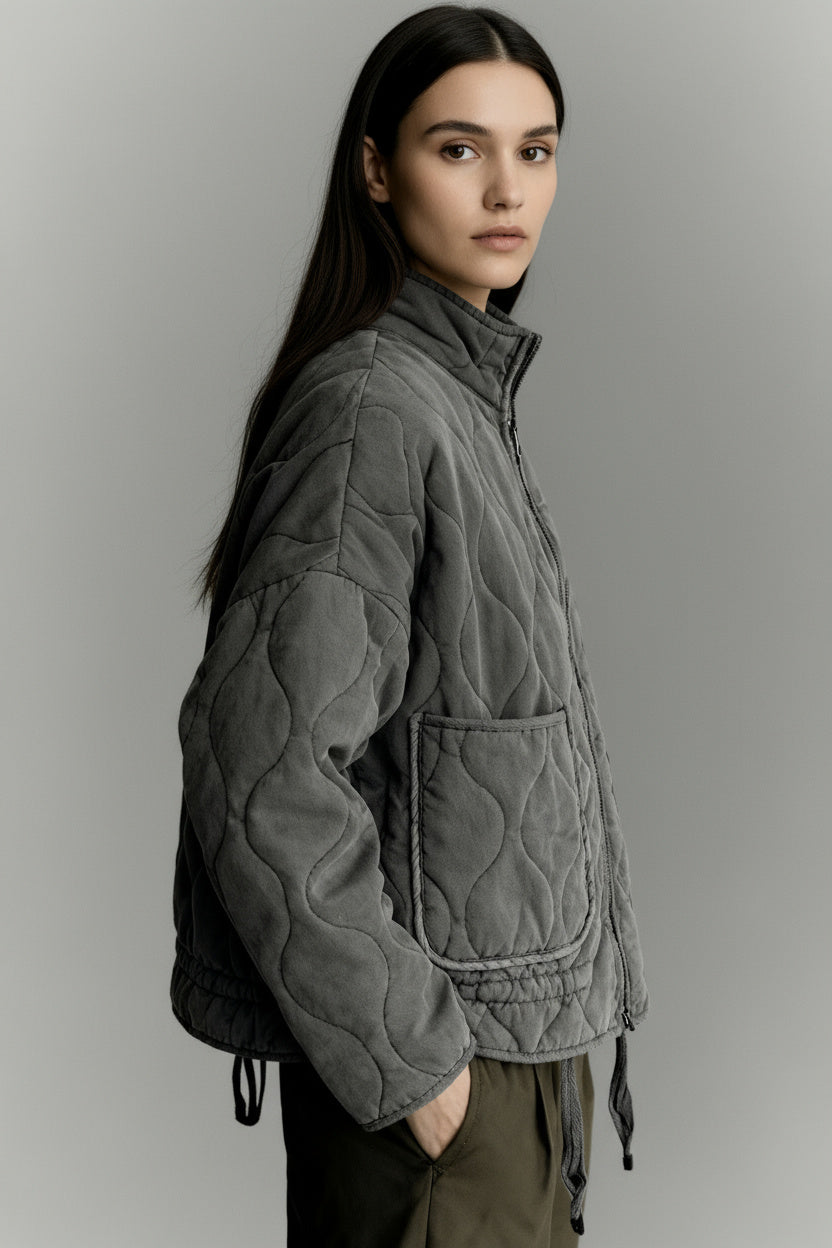 High-Collar Quilted Warm Padded Jacket