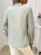 Women's Checked Tie-Neck Blouse