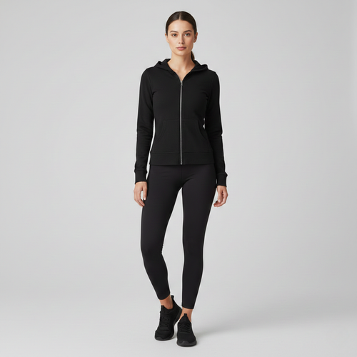 Fitted Zip-Up Top Hoodie