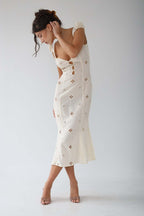 Vintage Embroidered Fishtail Midi Dress