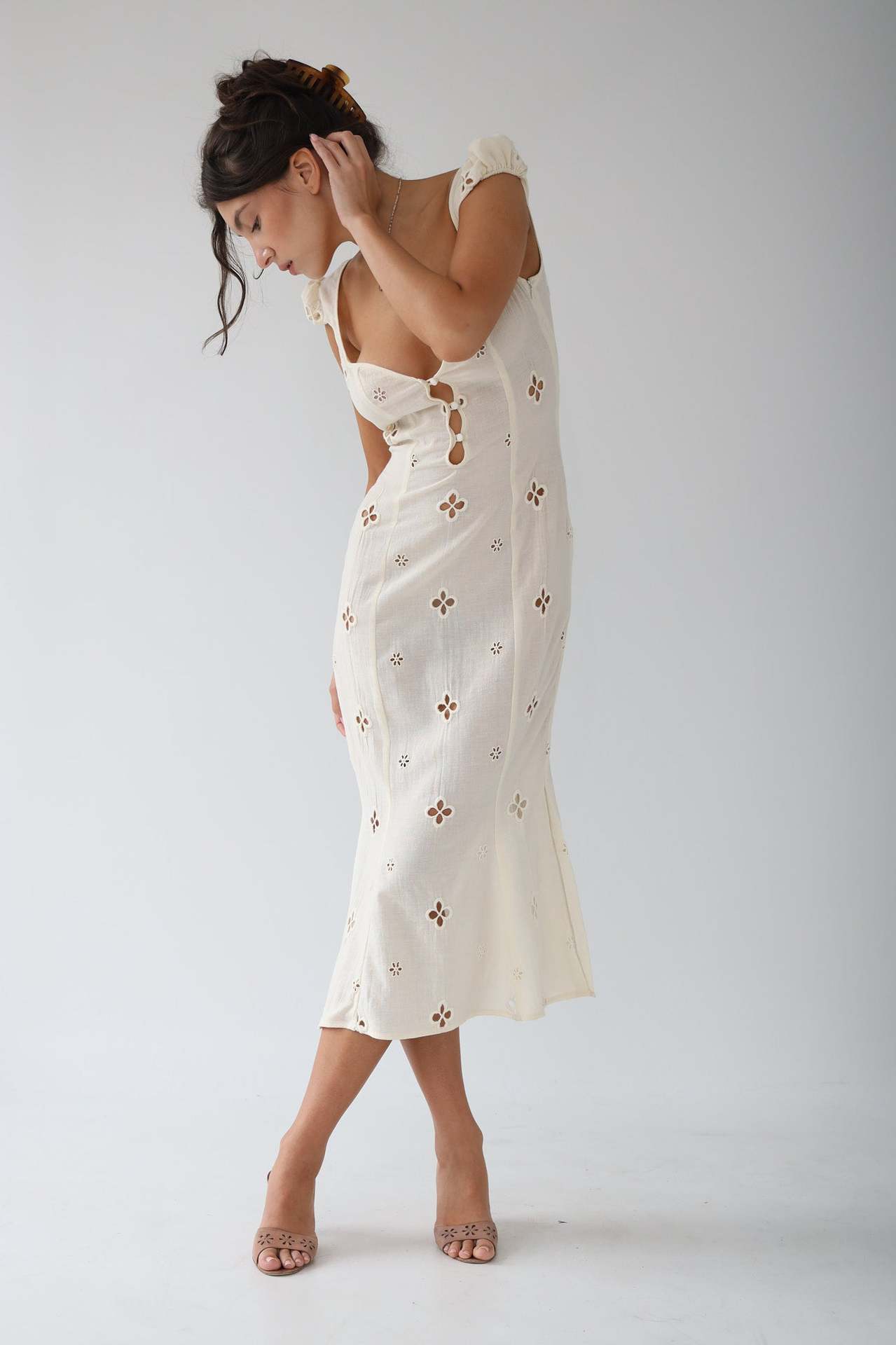 Vintage Embroidered Fishtail Midi Dress