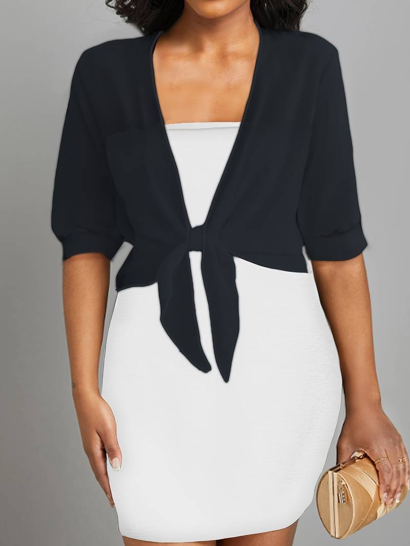 Lightweight Tie-Front Open Blouse