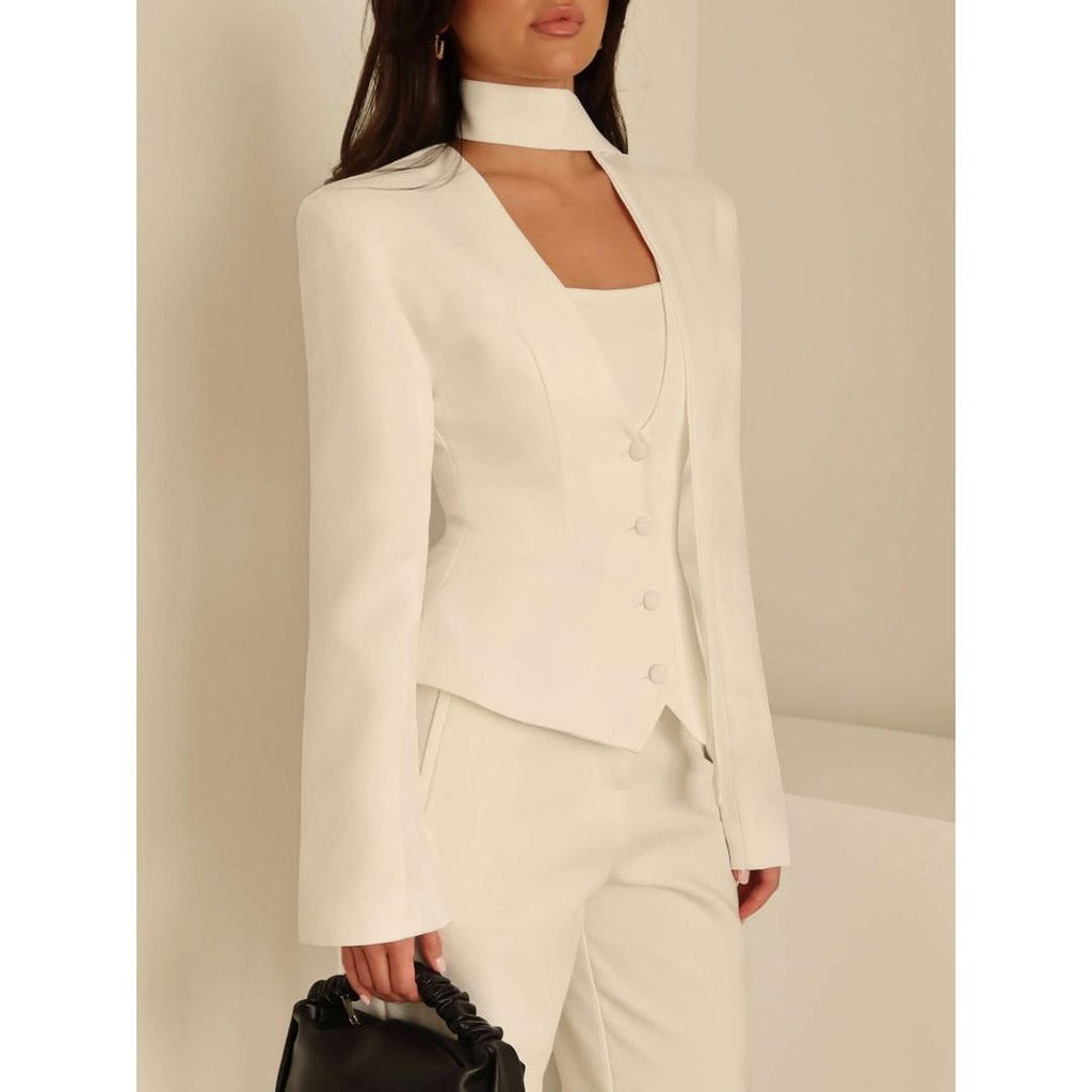 Stylish Women's Blazer With Scarf