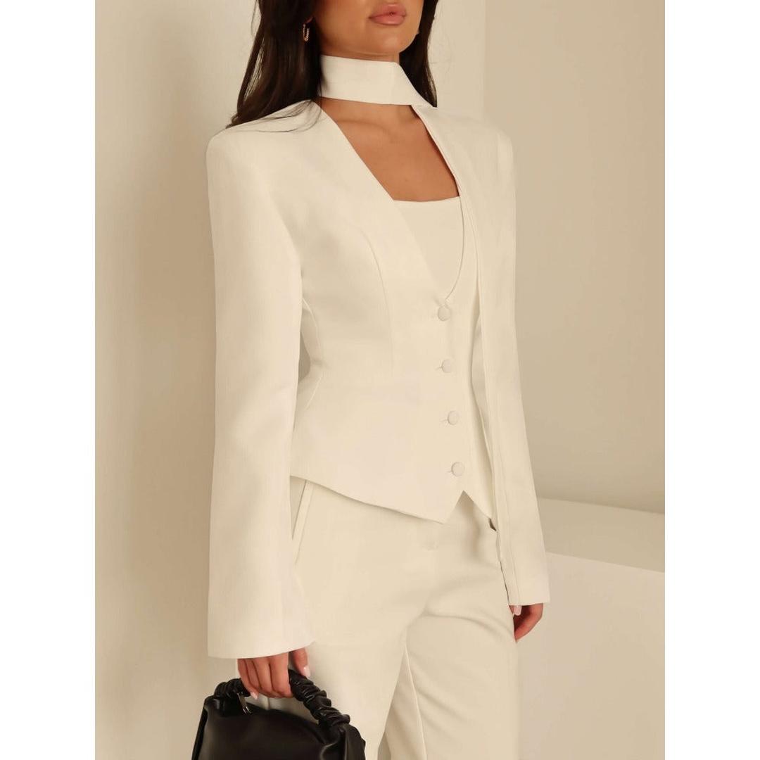 Stylish Women's Blazer With Scarf