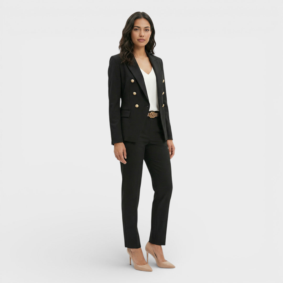 Double-Breasted Gold Button Blazer Suit
