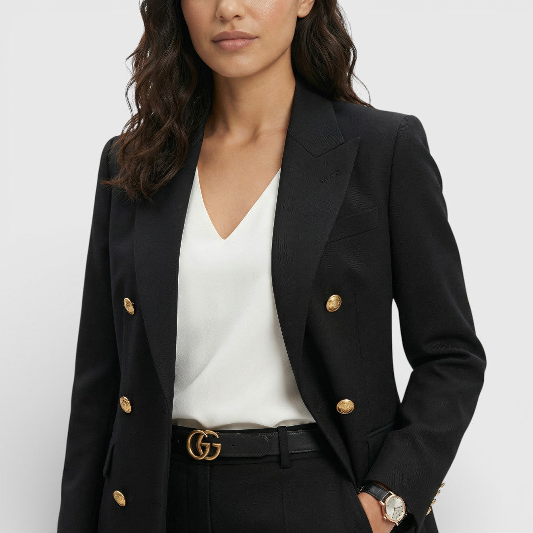Double-Breasted Gold Button Blazer Suit