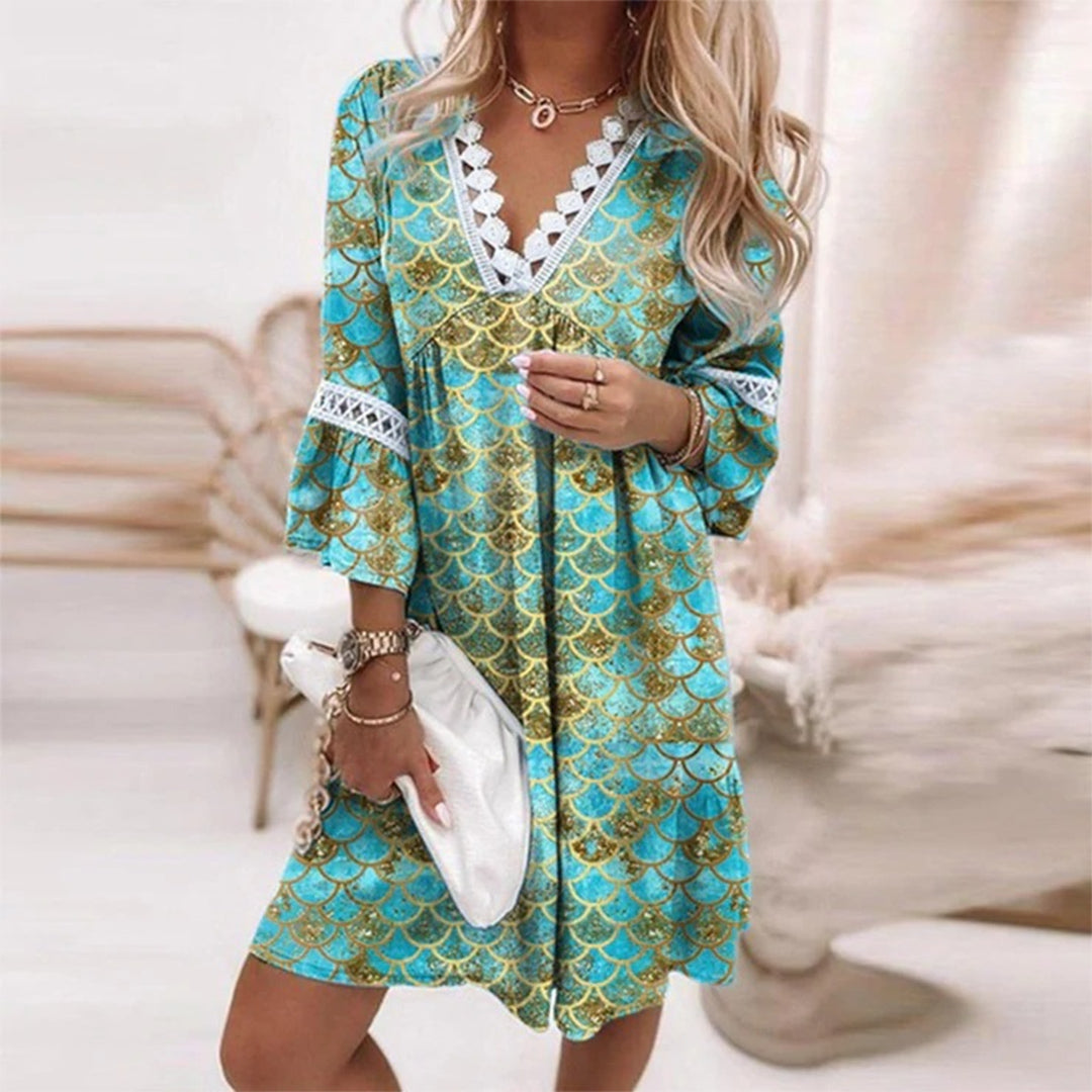 Women's Floral Tiered Maxi Dress with Crochet Lace