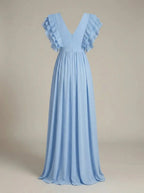 V-Neck Dress with Ruffles Maxi Dress Women's Party Dress