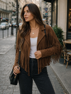 Brown Suede Fringe Statement Jacket