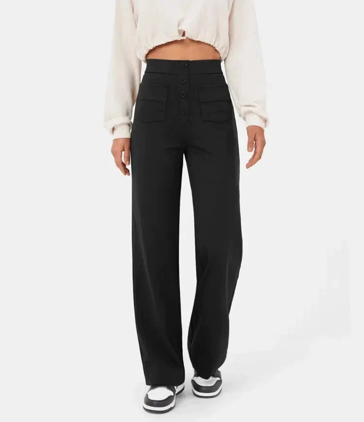 Women's Elastic Waist Trousers with Drawstring