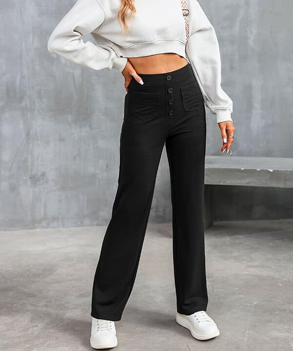 Women's Elastic Waist Trousers with Drawstring