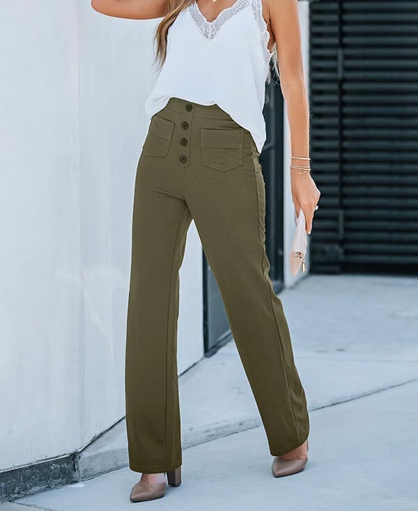 Women's Elastic Waist Trousers with Drawstring