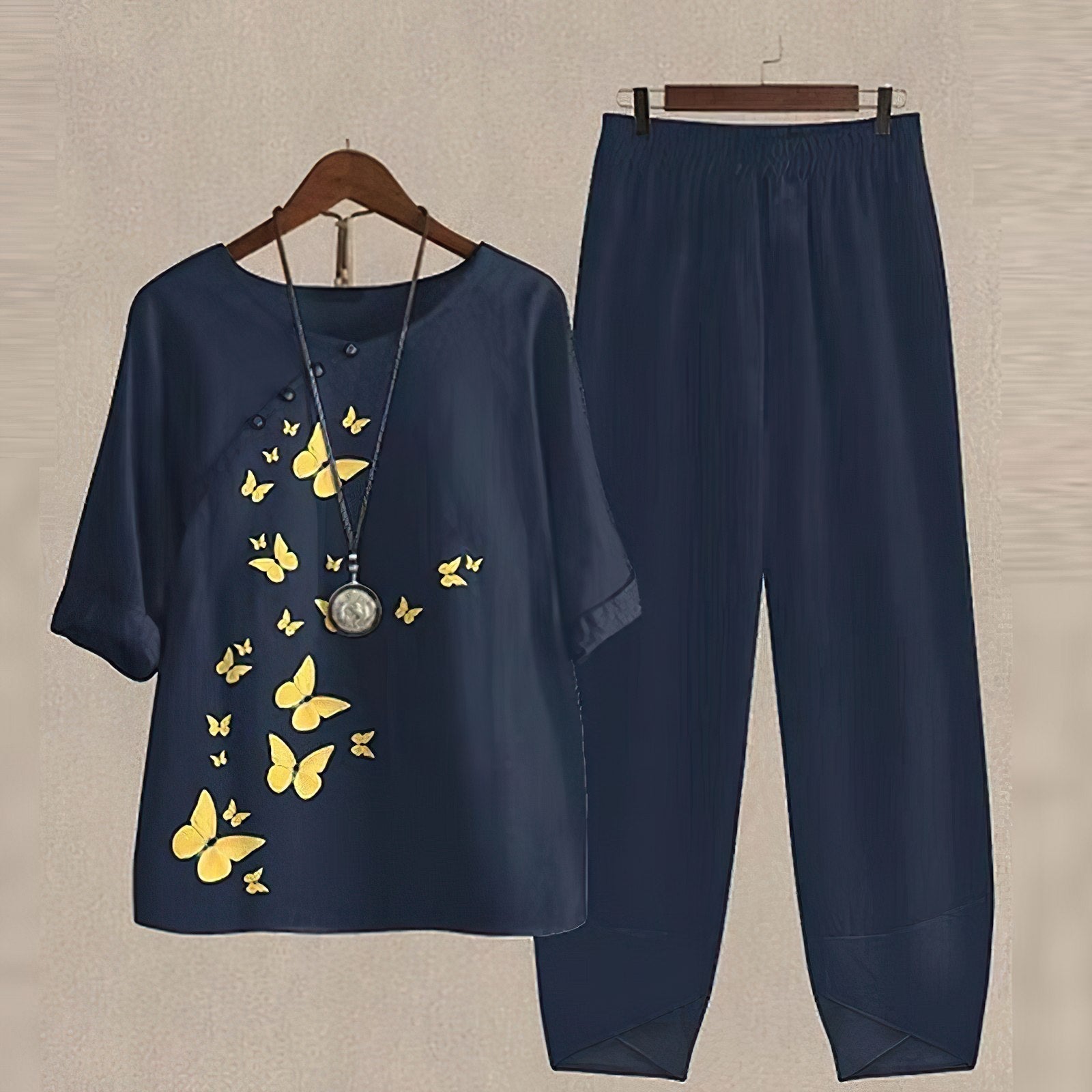 Summer Button-Down & Palazzo Pant Set Chic Women's Set