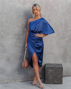 Women’s One Shoulder Wrap Midi Dress