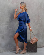 Women’s One Shoulder Wrap Midi Dress