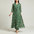 Women’s Floral Print Maxi Dress with V-Neck Design