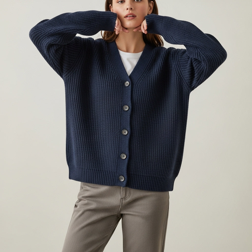 Women’s casual knit cardigan with buttons