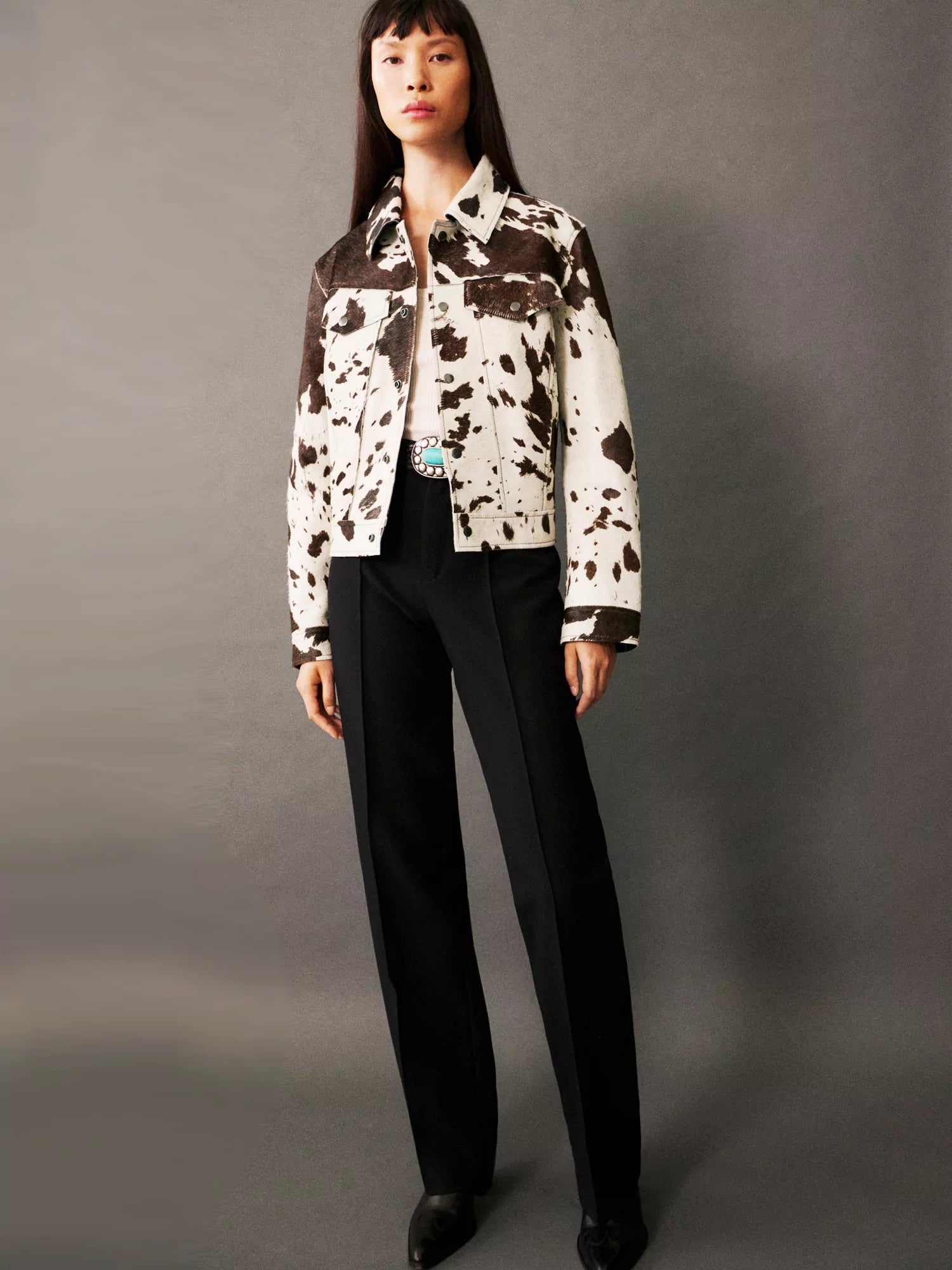 Trendy Cow Print Statement Jacket