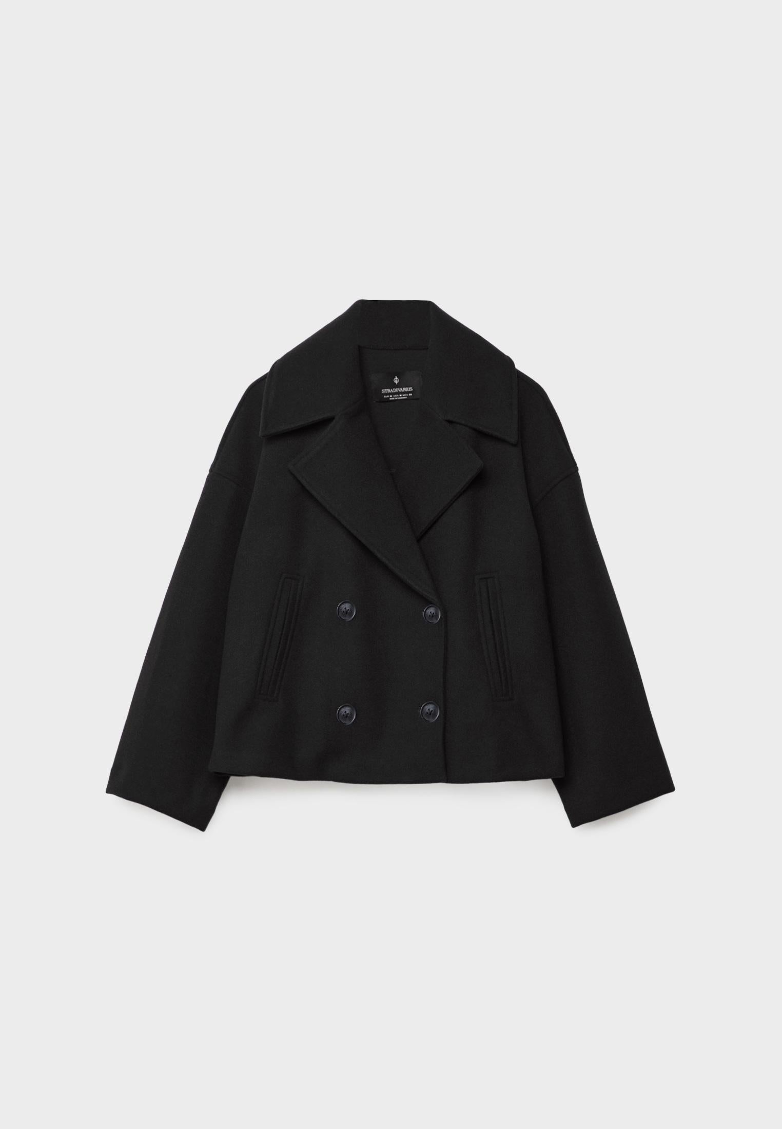 Short Tailored Double-Breasted Cropped Coat