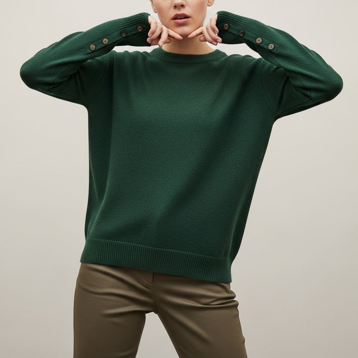 Women’s Trendy Long Sleeve Sweater with Button Details