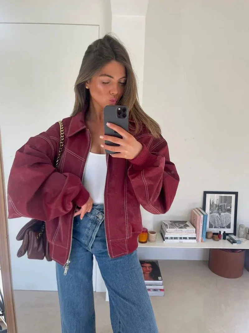 Oversized Trendy Relaxed Bomber Jacket