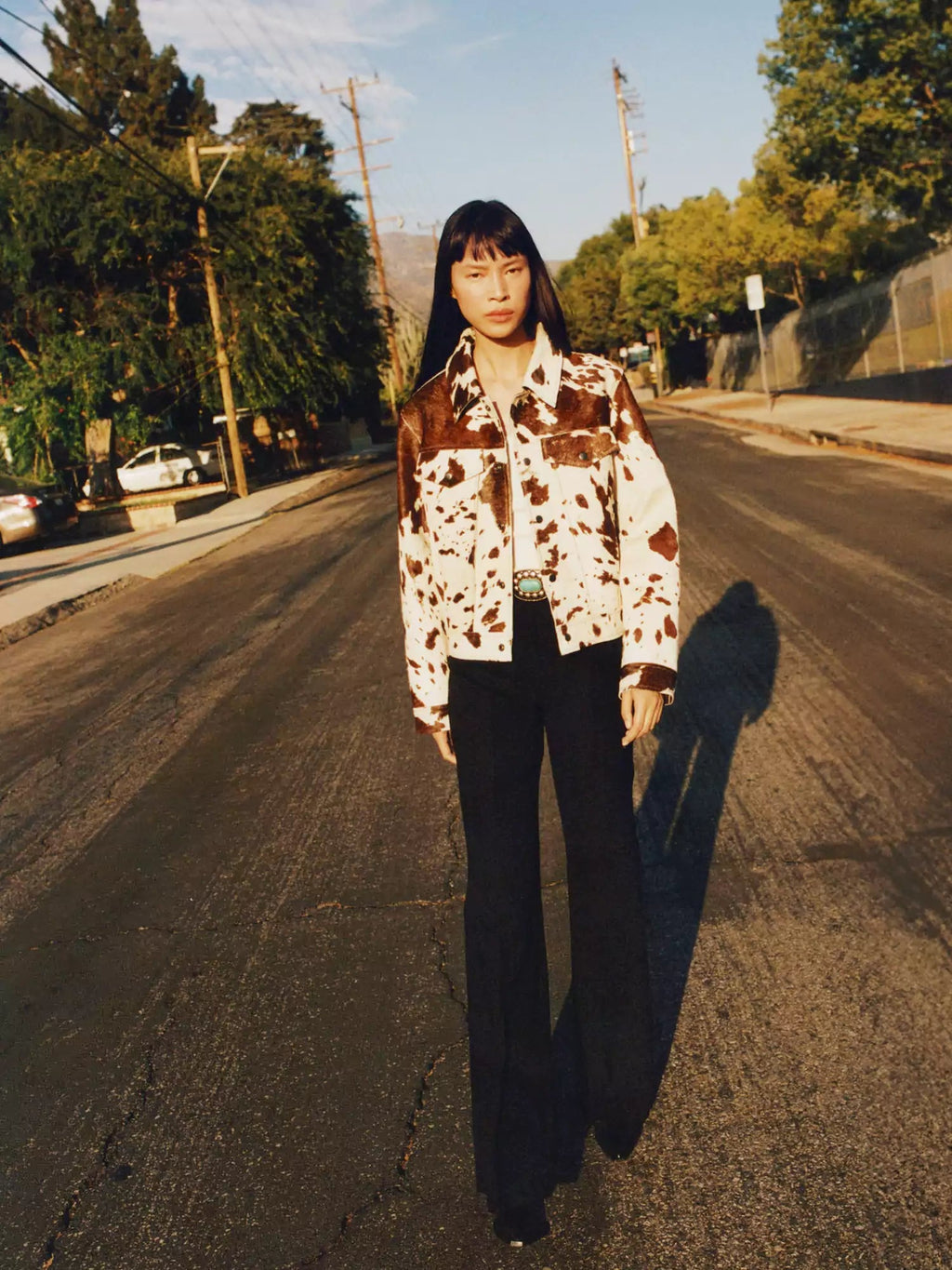 Trendy Cow Print Statement Jacket