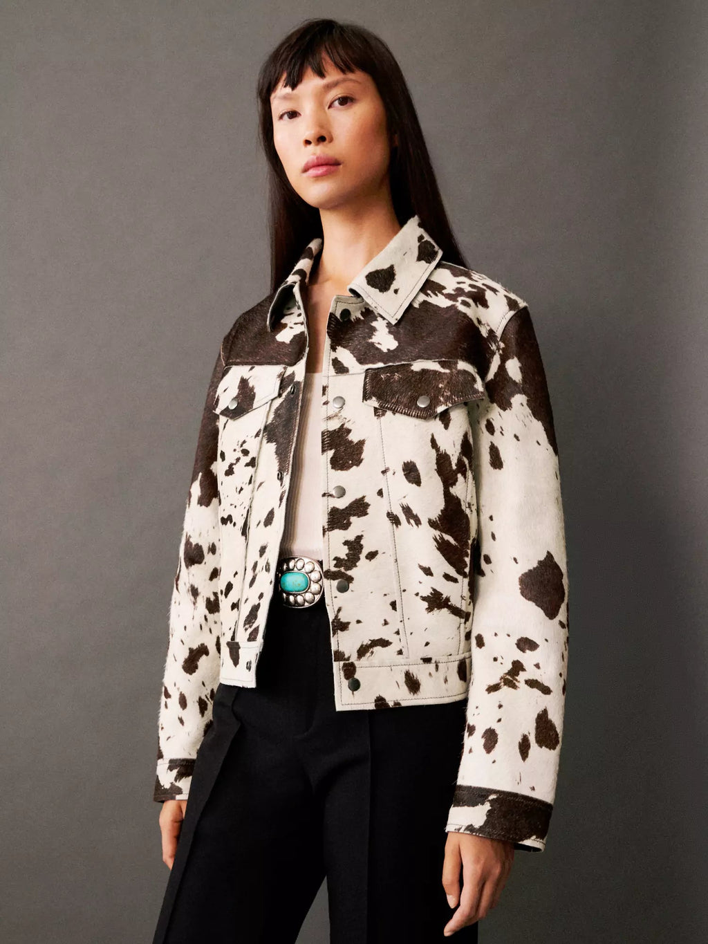 Trendy Cow Print Statement Jacket