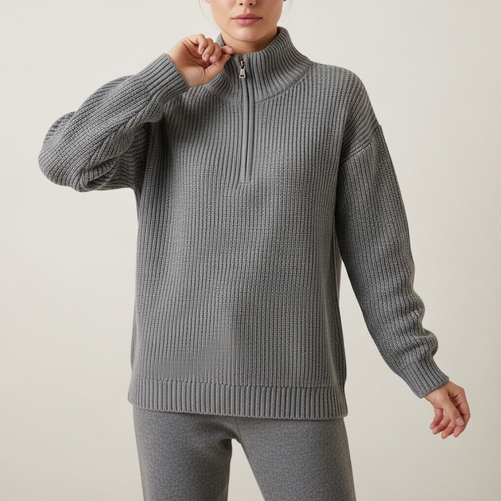 Women’s Knitted Sweater with Zipper