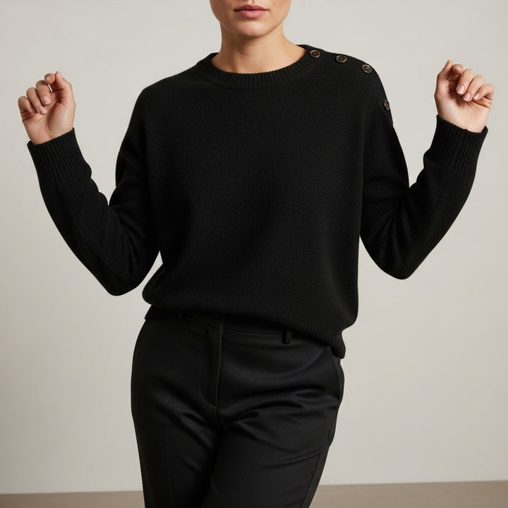 Women’s Trendy Long Sleeve Sweater with Button Details