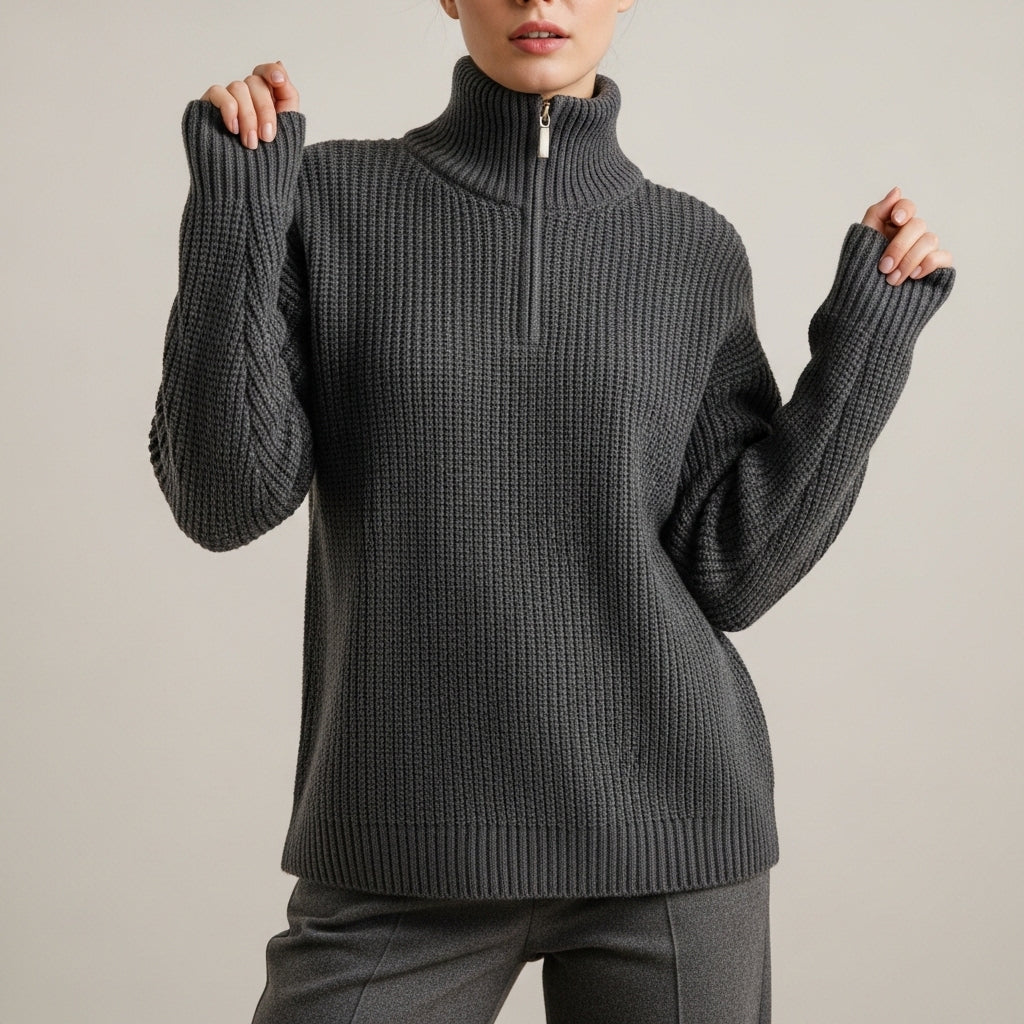 Women’s Knitted Sweater with Zipper