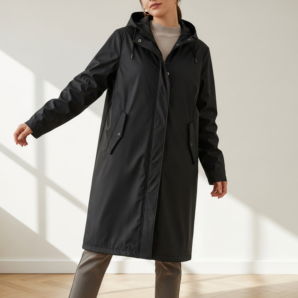 Women’s raincoat with hood | Long