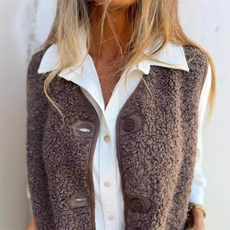 Quilted Sleeveless Autumn Button Vest