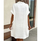 Collar Satin Summer Dress Women’s Casual Gown