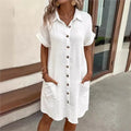 Collar Satin Summer Dress Women’s Casual Gown