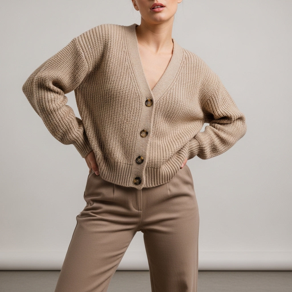 Women’s casual knit cardigan with buttons