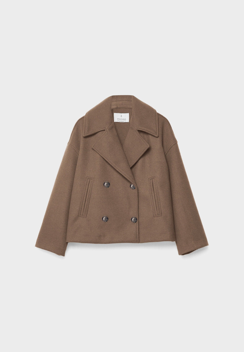 Short Tailored Double-Breasted Cropped Coat