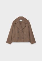 Short Tailored Double-Breasted Cropped Coat