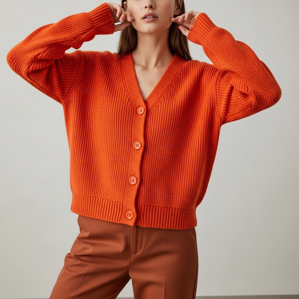 Women’s casual knit cardigan with buttons