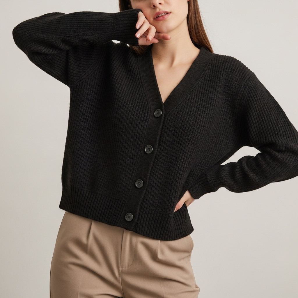 Women’s casual knit cardigan with buttons