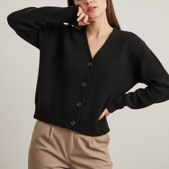Women’s casual knit cardigan with buttons