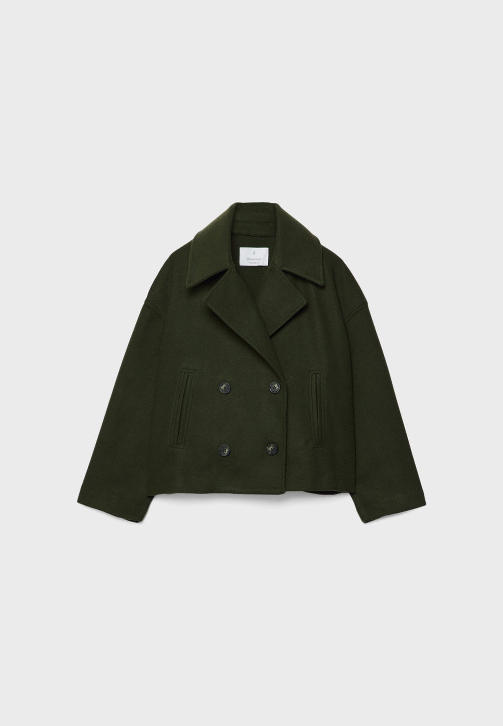 Short Tailored Double-Breasted Cropped Coat
