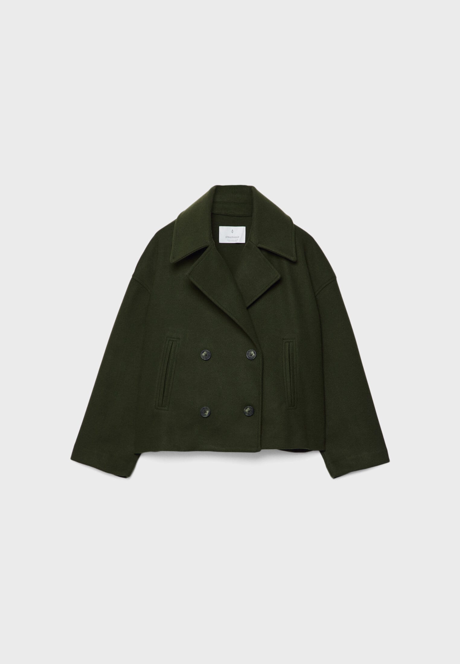 Short Tailored Double-Breasted Cropped Coat