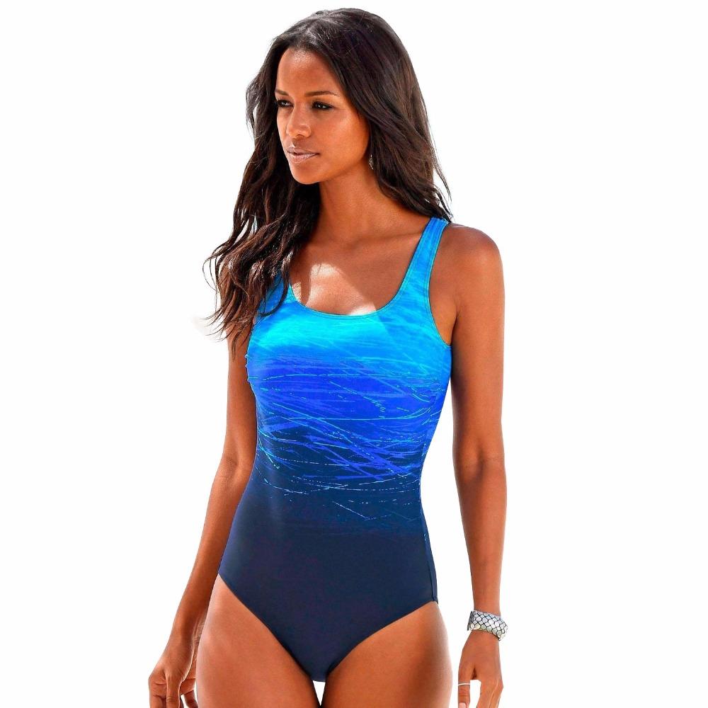 One-Piece Swimsuit with Round Neckline for Women