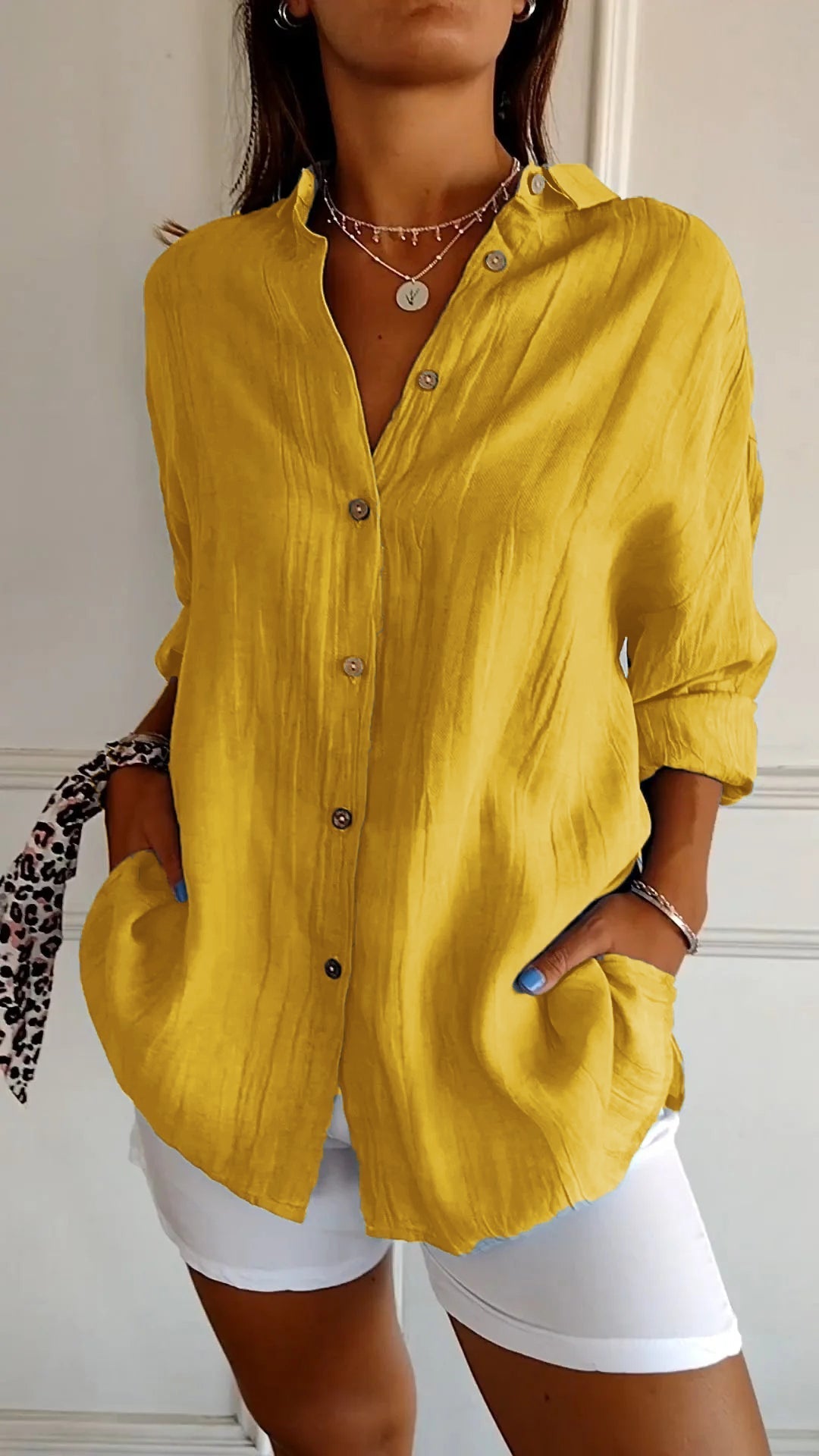 Long Sleeve Button-Up Shirt Chic Women's Blouse