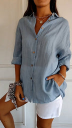 Long Sleeve Button-Up Shirt Chic Women's Blouse