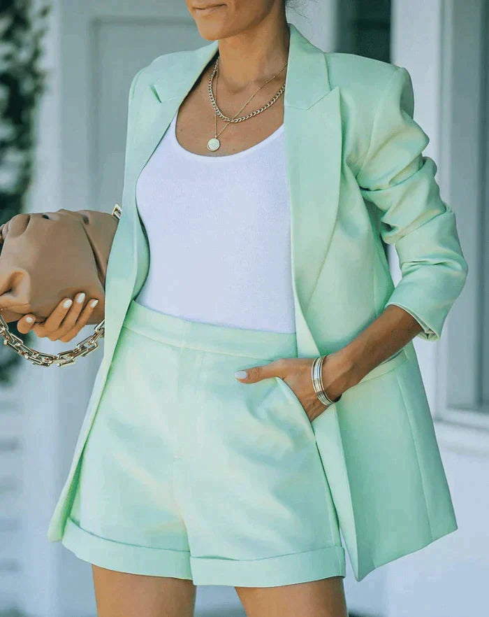 Women's Blazer and High-Waisted Shorts Set