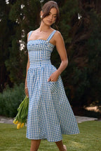 Gingham Print Midi Dress